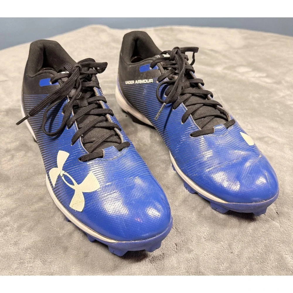 Under‎ Armour Molded Cleats Shoes Mens Size 9 Blue Black Baseball 1297317-001